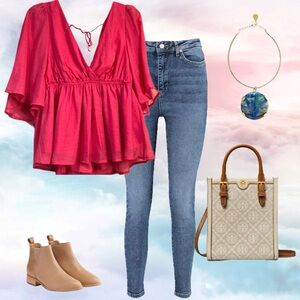 Tieback Babydoll Blouse NWT